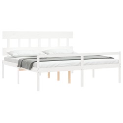 Lit pour personne âgée sans matelas blanc bois massif 