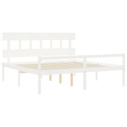 Lit pour personne âgée sans matelas blanc bois massif 