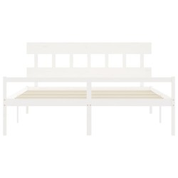 Lit pour personne âgée sans matelas blanc bois massif 