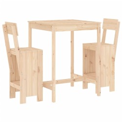 Ensemble de bar de jardin 3 pcs bois de pin massif 