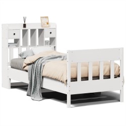 Cadre de lit sans matelas blanc 75x190 cm bois de pin massif 
