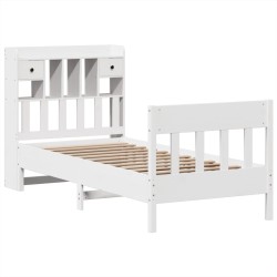 Cadre de lit sans matelas blanc 75x190 cm bois de pin massif 