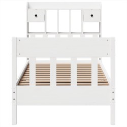 Cadre de lit sans matelas blanc 75x190 cm bois de pin massif 