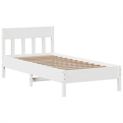 Cadre de lit sans matelas blanc 75x190 cm bois de pin massif 