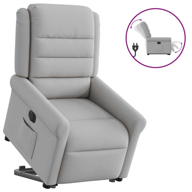 Fauteuil inclinable électrique gris nuage tissu 