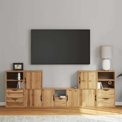 Meubles TV 5 pcs avec rangement ODDA bois de pin massif 