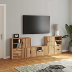 Meubles TV 5 pcs avec rangement ODDA bois de pin massif 