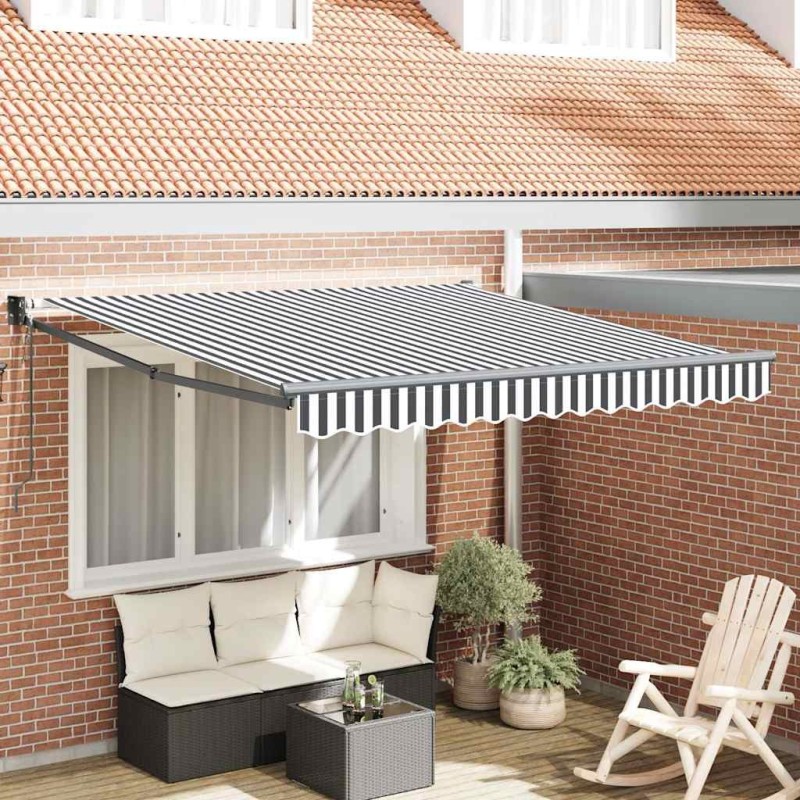 Auvent rétractable anthracite/blanc 3x2,5 m tissu et aluminium 