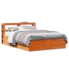 Cadre de lit avec tête de lit cire marron 140x190cm bois de pin 