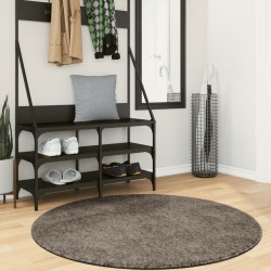 Tapis ISTAN à poils longs aspect brillant gris Ø 120 cm 