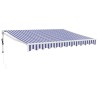 Auvent rétractable automatique bleu et blanc 3,5x2,5 m 