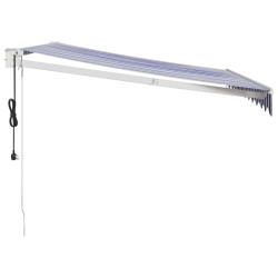 Auvent rétractable automatique bleu et blanc 3,5x2,5 m 
