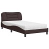 Lit avec matelas marron foncé 100x200 cm tissu 