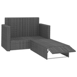 Salon de jardin 2 pcs avec coussins Résine tressée Gris 