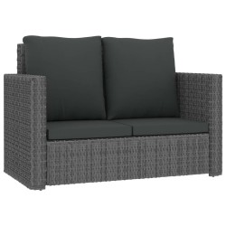 Salon de jardin 2 pcs avec coussins Résine tressée Gris 