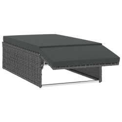 Salon de jardin 2 pcs avec coussins Résine tressée Gris 
