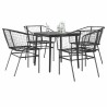 Ensemble à manger de jardin 5 pcs noir résine tressée verre 