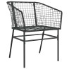 Ensemble à manger de jardin 5 pcs noir résine tressée verre 