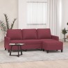 Canapé à 3 places avec repose-pieds Rouge bordeaux 180 cm Tissu 