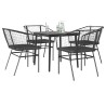 Ensemble à manger de jardin et coussins 5 pcs noir rotin verre 