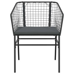 Ensemble à manger de jardin et coussins 5 pcs noir rotin verre 