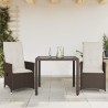 Ensemble de bistro 3 pcs avec coussins marron résine tressée 