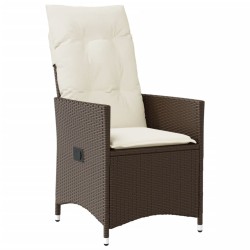 Ensemble de bistro 3 pcs avec coussins marron résine tressée 