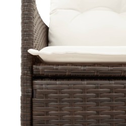 Ensemble de bistro 3 pcs avec coussins marron résine tressée 
