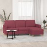 Canapé à 3 places avec repose-pieds Rouge bordeaux 180 cm Tissu 