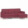 Canapé à 3 places avec repose-pieds Rouge bordeaux 180 cm Tissu 