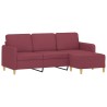 Canapé à 3 places avec repose-pieds Rouge bordeaux 180 cm Tissu 