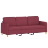 Canapé à 3 places avec repose-pieds Rouge bordeaux 180 cm Tissu 