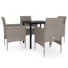 Ensemble à manger de jardin coussins 5 pcs Beige/noir 