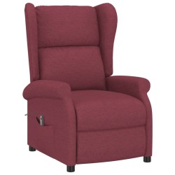 Fauteuil inclinable électrique à oreilles rouge bordeaux tissu 