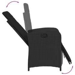 Ensemble de bistro 3 pcs avec coussins noir résine tressée 