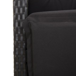 Ensemble de bistro 3 pcs avec coussins noir résine tressée 