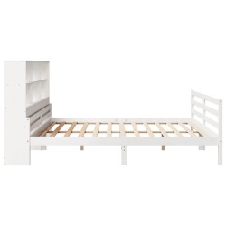 Lit bibliothèque sans matelas blanc 180x200 cm bois pin massif 