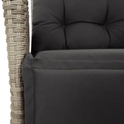 Ensemble à manger de jardin 3pcs coussins gris clair poly rotin 