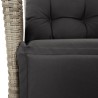 Ensemble à manger de jardin 3pcs coussins gris clair poly rotin 
