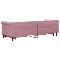 Lit de jour avec gigogne et tiroirs sans matelas rose 80x200 cm 
