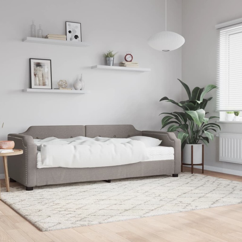 Lit de jour avec matelas taupe 80x200 cm tissu 