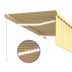Auvent rétractable manuel store LED 3,5x2,5 m Jaune et blanc   