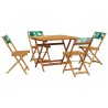 Ensemble à manger de jardin 5 pcs motif de feuilles tissu bois 