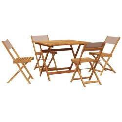 Ensemble à manger de jardin 5 pcs taupe tissu et bois massif 