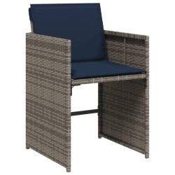 Ensemble à manger de jardin 5 pcs coussins gris résine tressée 