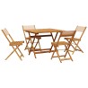 Ensemble à manger de jardin 5 pcs beige tissu et bois massif 