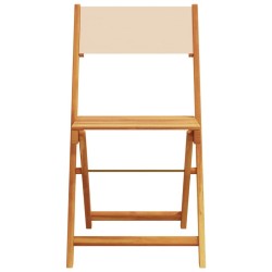 Ensemble à manger de jardin 5 pcs beige tissu et bois massif 