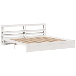 Cadre de lit avec tête de lit sans matelas blanc 180x200 cm 