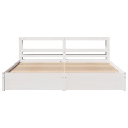 Cadre de lit avec tête de lit sans matelas blanc 180x200 cm 