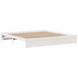 Cadre de lit avec tête de lit sans matelas blanc 180x200 cm 
